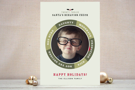 Santa's Behavior Check Holiday Photo Cards