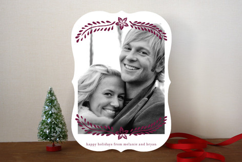 Block Printed Mistletoe Holiday Photo Cards