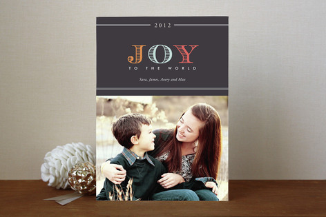 Colorful Joy to the World Holiday Photo Cards