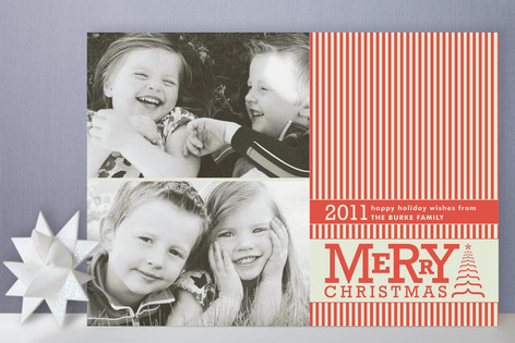Vintage Striped Christmas Holiday Photo Cards