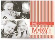 Vintage Striped Christmas Holiday Photo Cards