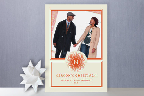 Retro Monogram Holiday Photo Cards