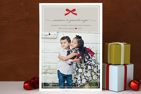 Paris + Vintage Holiday Ribbon Holiday Photo Cards