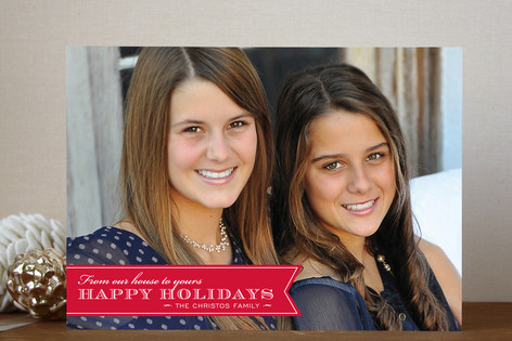 Red Ribbon Happiness Holiday Photo Cards