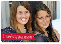 Red Ribbon Happiness Holiday Photo Cards