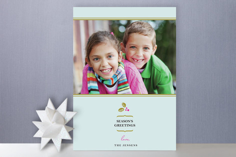 Delicate Holly Berry Holiday Photo Cards