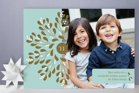 Mistletoe Wreath Holiday Photo Cards