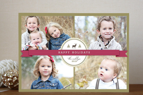 Green Ribbon Holiday Photo Cards