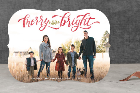 Merry & Bright Hand Lettered Holiday Photo Cards