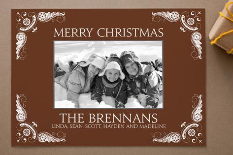 Delicate Flourishes Holiday Photo Cards