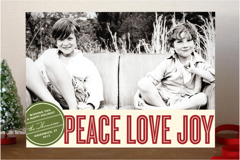 Retro Peace Holiday Photo Cards