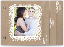 White Blossoms Paper Cut Out Wedding Invitation Minibook&trade; Cards