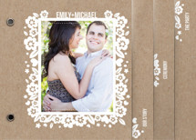 White Blossoms Paper Cut Out Wedding Invitation Minibook&trade; Cards