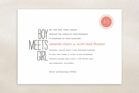 Boy Meets Girl Wedding Invitations
