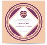 Chinese Pink Double Happiness Heart Wedding Invitations