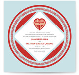 Chinese Pink Double Happiness Heart Wedding Invitations