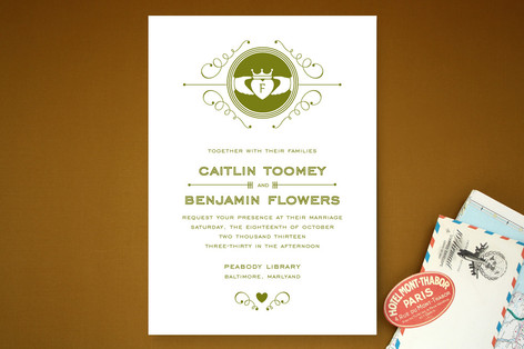 Contemporary Claddagh Wedding Invitations