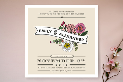 Wildflower Label Wedding Invitations