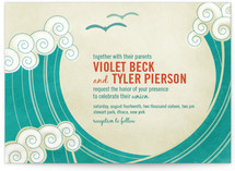BLOCK PRINT WAVES Wedding Invitations