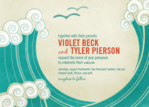 BLOCK PRINT WAVES Wedding Invitations, by bumble ink