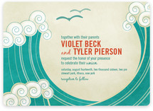 BLOCK PRINT WAVES Wedding Invitations