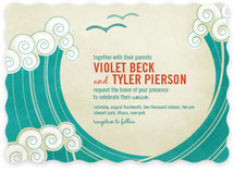BLOCK PRINT WAVES Wedding Invitations