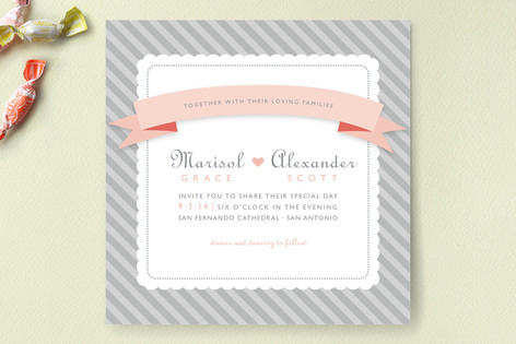 Grey Sugar Stripe Wedding Invitations