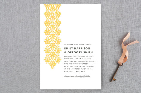 Damask Waterfall Wedding Invitations