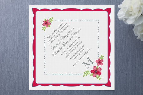 Monogram Hankie Wedding Invitations