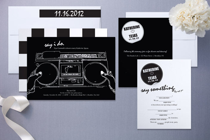 Alternative Weddings: Music Radio 80s themed Wedding Invite Suite from