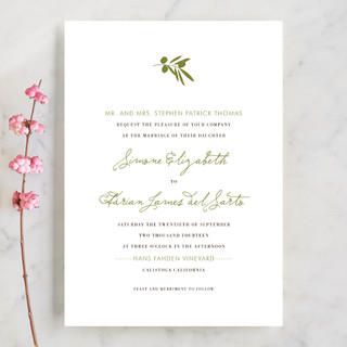 Simple Olive Wedding Invitations