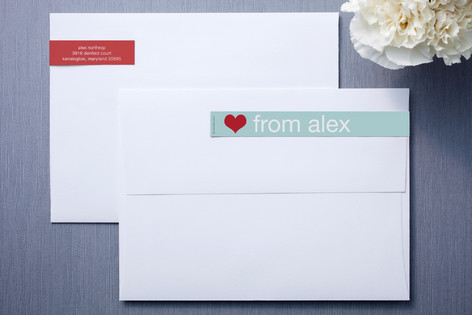 Mint and Red Skinnywrap™ Address Labels
