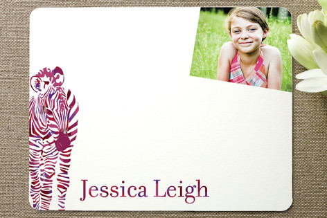 Zebra Children's Personalized Photo Stationery