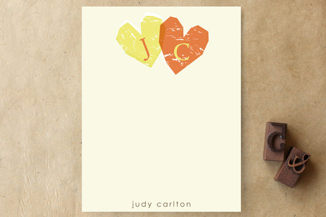 Double Heart Children's Personalized Stationery