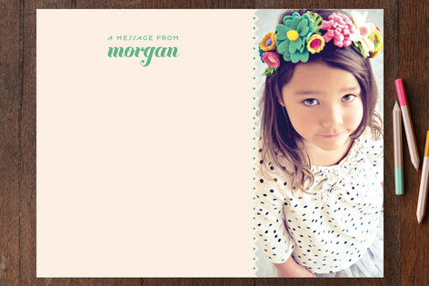 Peach Pinking Shears Children's Personalized Stationery