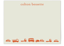 Orange Cars Children's Personalized Stationery