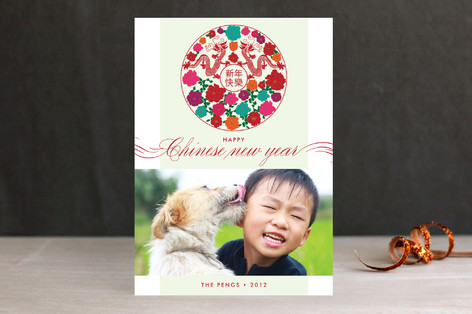 Dragon and Flowers Lunar New Year Cards
