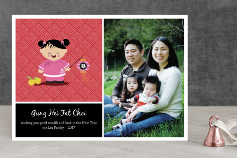 Little Chinese Lantern Girl Lunar New Year Cards