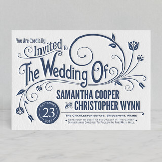 Vintage Blush Letterpress Wedding Invitations