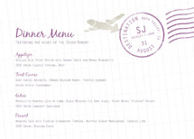 A Faraway Destination Menu