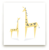 Geometric Giraffe Mother and Baby Art Prints