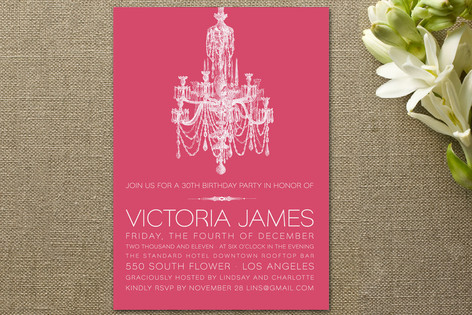 Chandelier Birthday Party Invitations