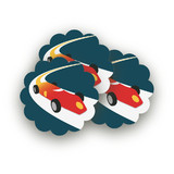 Vintage Race Car Scalloped Stickers