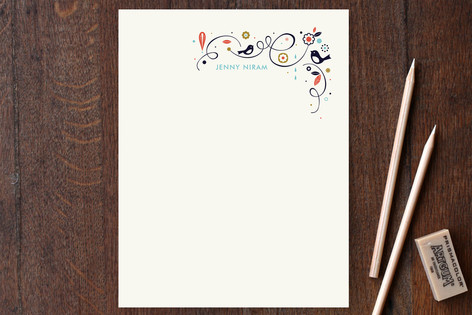 Swirly Bird Note Personalized Stationery
