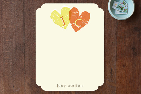 Double Heart Personalized Stationery