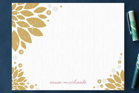 Golden Blooms Personalized Stationery