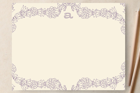 Simple Floral Border Personalized Stationery