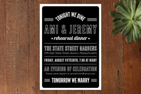 Tonight We Dine Rehearsal Dinner Invitations