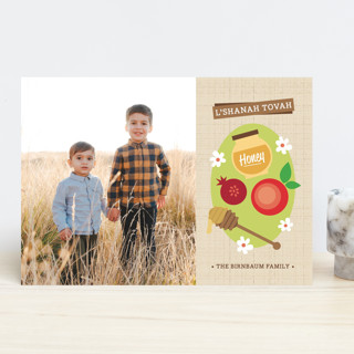 Modern Apples and Honey Rosh Hashanah Cards