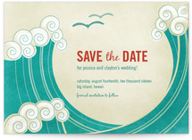 BLOCK PRINT WAVES Save the Date Postcards